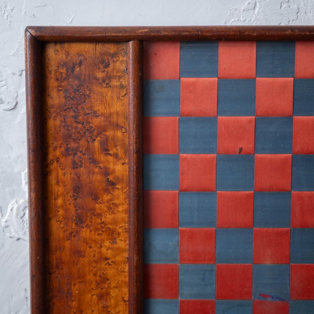 Folk Art American Folk Art Silk Woven Birdseye Maple Chess & Checkers Board, c.1880 For Sale - Image 3 of 7