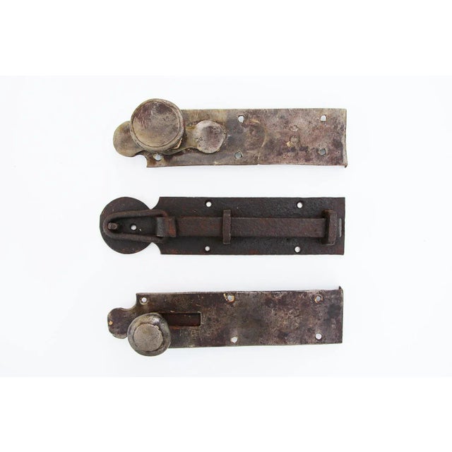 18th Century Wrought Iron Door Latches - Set of 3 For Sale - Image 6 of 11