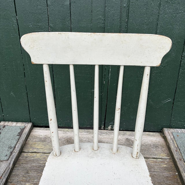 Painted Plank Seat Grange Chairs From Maine -Set of 10 For Sale - Image 9 of 13