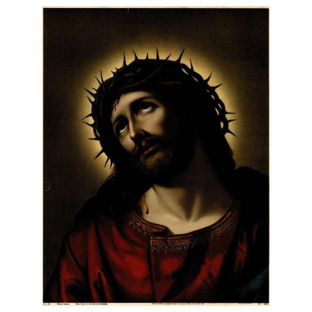 German Devotional Press, Ecce Homo, 1899 Chromolithograph on Paper For Sale - Image 10 of 10