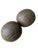 A pair of antique European wood bowling balls from Romania, mid-19th century — primitive, with knicks and a surface crack....