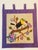 Beautiful colourful vintage handmade textile art from Costa Rica folk art of a toucan bird and Floweers.in purple border.