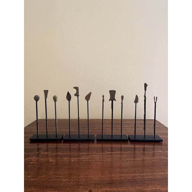 Bronze Collection of Twelve Ancient Roman Bronze Medical Instruments on Custom Museum Mounts For Sale - Image 8 of 12