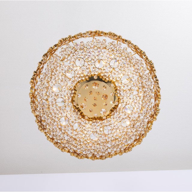 Gilt Brass and Crystal Glass Encrusted Chandeliers from Palwa, Germany, 1970s For Sale - Image 12 of 17