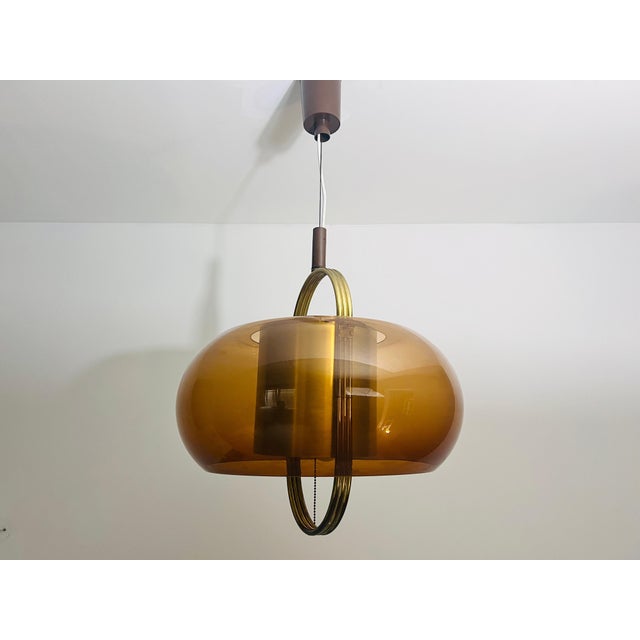1970s Brass and Acrylic Glass Pendant Lamp by Temde, 1970s For Sale - Image 5 of 12