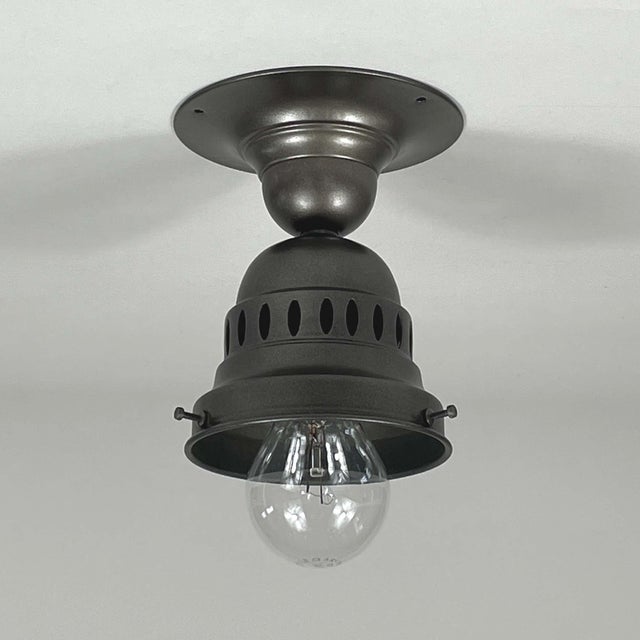 Brown Art Deco Frosted Glass & Burnished Metal Flush Mount, Germany, 1930s For Sale - Image 8 of 16