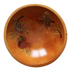 Vintage Hand-Painted Wood Bowl