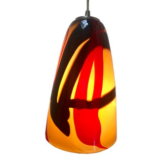 Hand Blown Art Glass Pendant Lamp For Sale