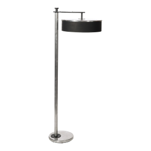 Art Deco Brushed Aluminum & Black Enamel Flip Top Floor Lamp by Kurt Versen
