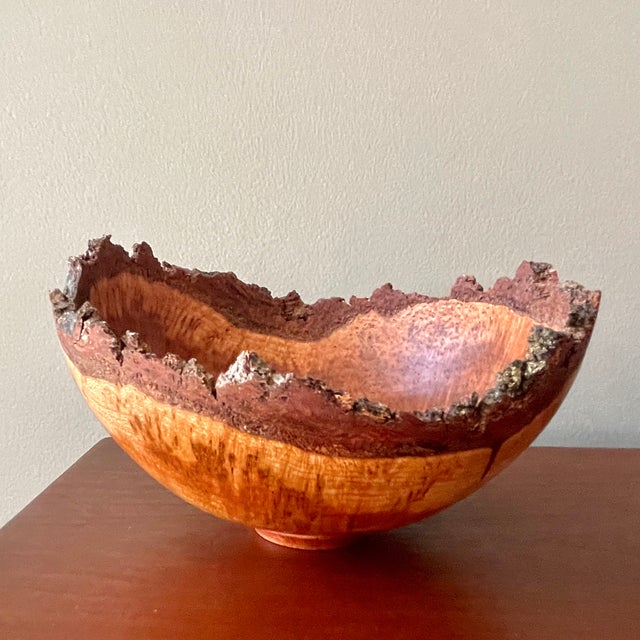 2014 Ed Sandle American Hand Turned Cherry Burl Live Edge Bowl For Sale In Chicago - Image 6 of 12