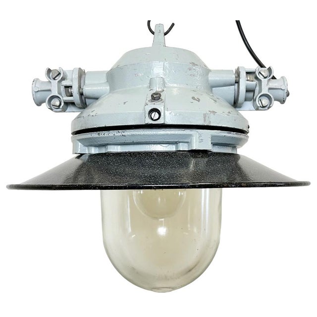 Grey Cast Aluminium Explosion Proof Lamp with Enameled Shade from Elektrosvit, 1970s For Sale - Image 16 of 16