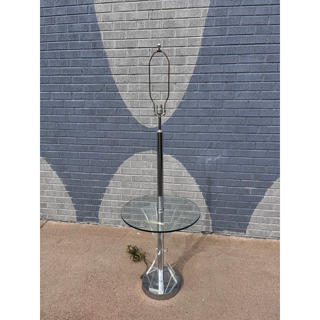 Mid-Century Modern Chrome and Lucite Floor Lamp With Integrated Glass Table For Sale - Image 12 of 12