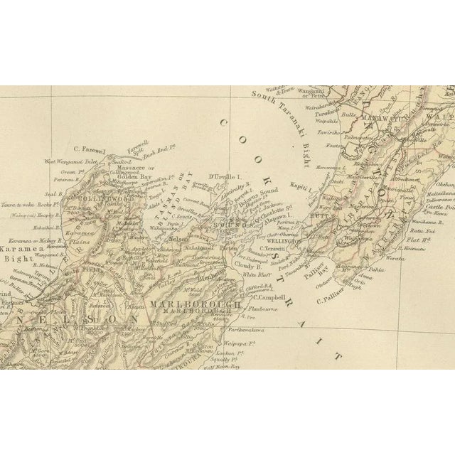 Paper Antique Map of New Zealand with Inset of Auckland, 1882 For Sale - Image 7 of 8