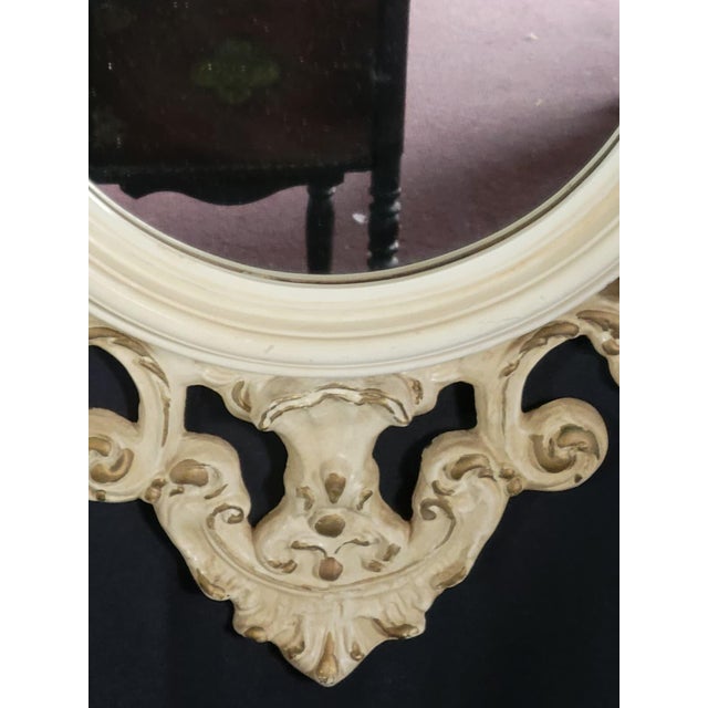 1960 Italian Art Nouveau Style Hand Carved Hand Painted Gilded Round Mirror For Sale - Image 13 of 18