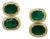 17 Carats of Emerald Cushion Double Bezel Prong Earrings in 18k Yellow Gold, A Pair For Sale