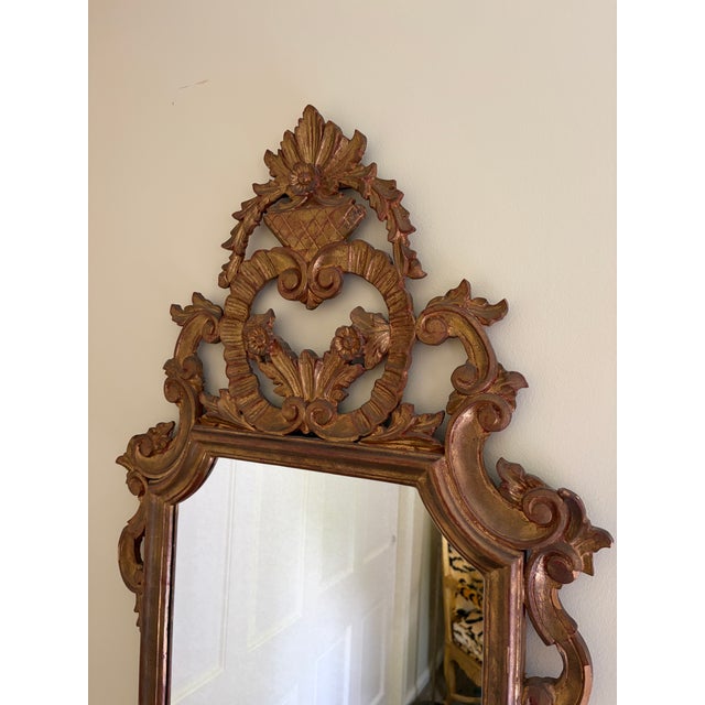 Antique Italian Rococo Giltwood Mirror With Exceptional Carved Crest, 19th Century For Sale - Image 4 of 15