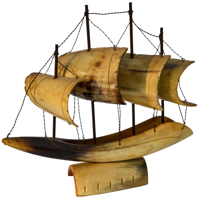 Mid 20th Century Mid-Century Handcrafted Horn Ship For Sale - Image 5 of 5