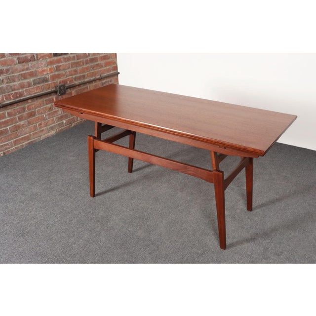 Danish Modern "Elevator" Metamorphic Coffee Table / Dining Table With Two Leaves For Sale - Image 10 of 18