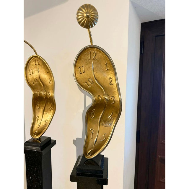1970s Salvador Dali, Profile of Time (Time in the Fourth Dimension), 1970 - A Pair Mounted on Marble Columns For Sale - Image 5 of 16