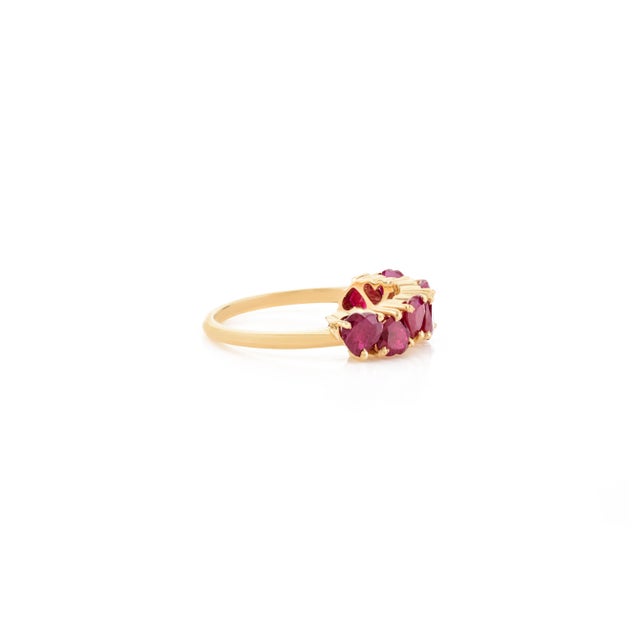 Not Yet Made - Made To Order 18k Gold Heart Cut Ruby Modern Wedding Band Ring for Bride Size 6.5 For Sale - Image 5 of 12