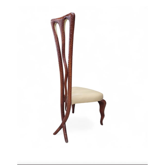 Vintage Side Chair With Mahogany X-Leg Base Attributed to Christopher Guy For Sale - Image 9 of 9