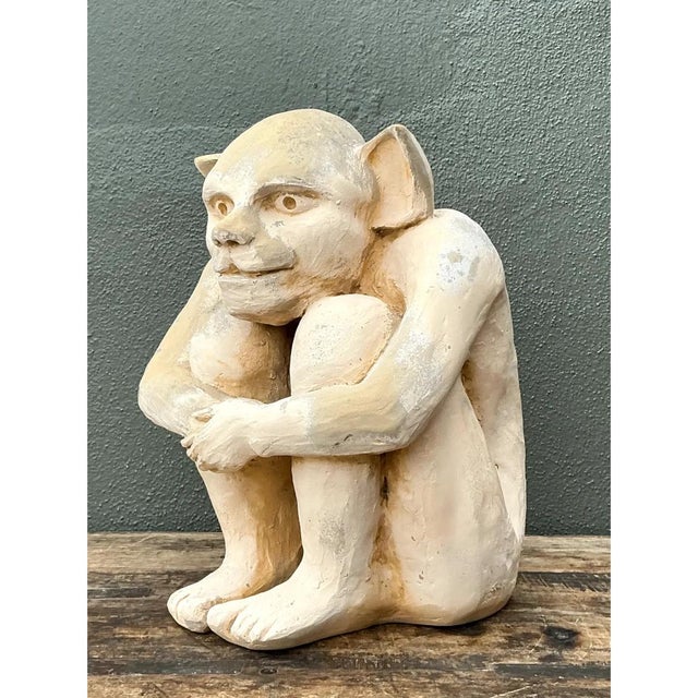 Vintage Plaster Crouching Gargoyle Figure For Sale In West Palm - Image 6 of 12