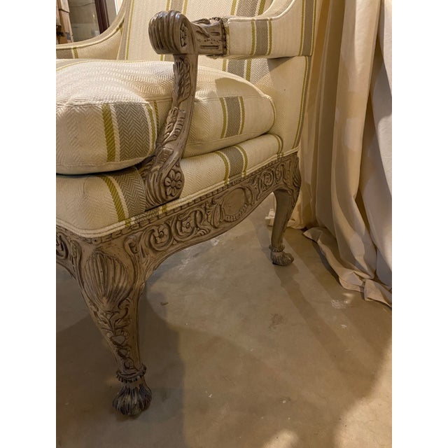 French Sherrill Striped Wood Frame Chair For Sale - Image 3 of 9