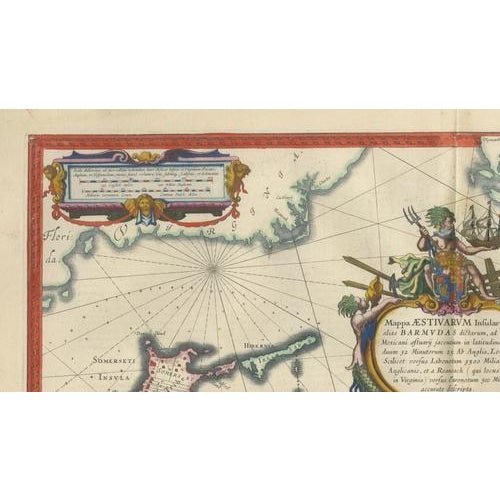 Hand-Colored Bermuda Map with Somers Isles from Blaeu, 1642 For Sale - Image 9 of 12