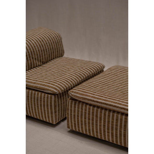 Set of Striped Easy Chair and Ottoman, 1970s For Sale - Image 12 of 18