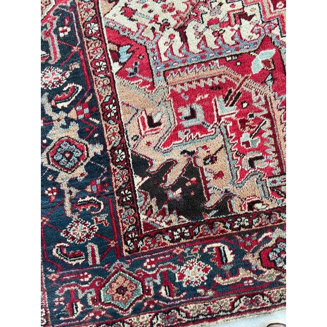 Antique Rich Heriz Full Pile Pastel Greens Rug 9 x 11.8 For Sale - Image 9 of 15