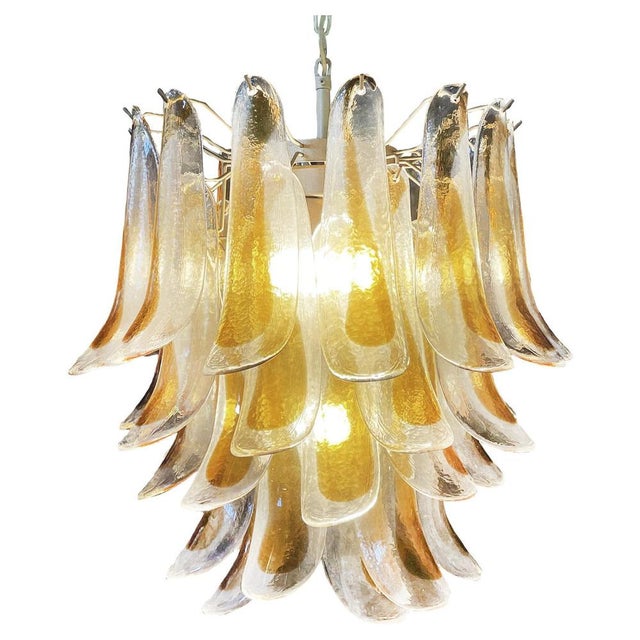 Vintage Italian Murano Chandelier with 41 Glass Amber Petals, 1990s For Sale - Image 17 of 17