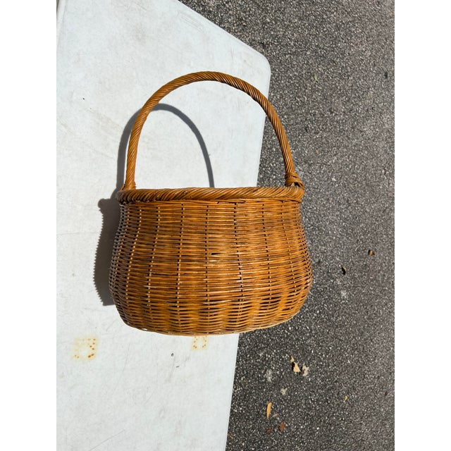 Boho Chic 1970s Large Gourd Basket With Handle For Sale - Image 3 of 11