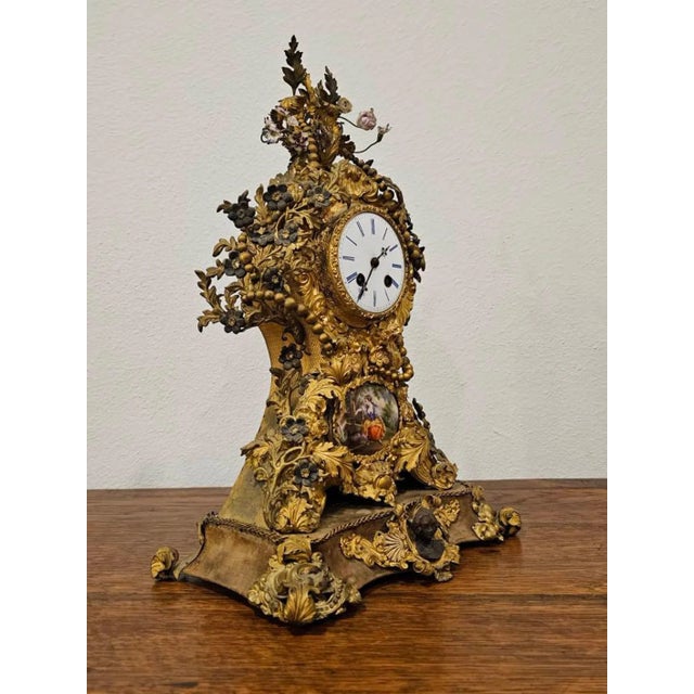Antique French Louis XV Rocaille Style Mantle Clock For Sale - Image 4 of 13