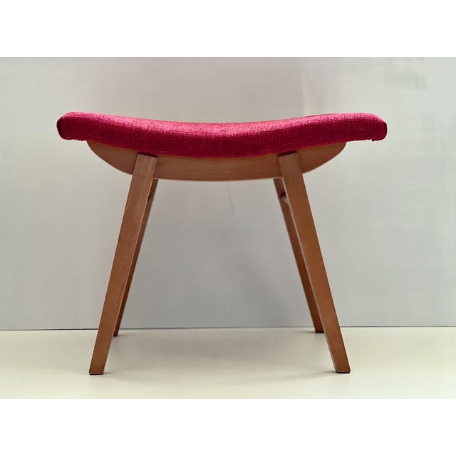 Mid-Century Red Fabric Footstool, 1970s For Sale - Image 11 of 15