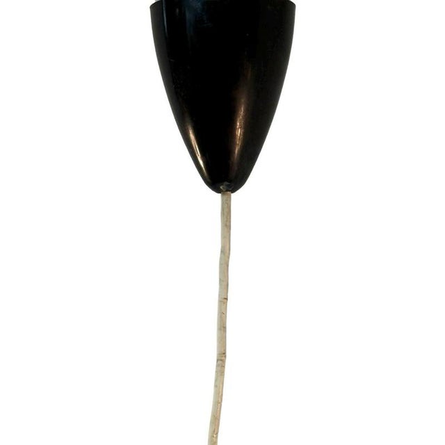 Vintage MCM Pendant Light in Semi Translucent White Glass and Red Top by Louis Kalff, 1950s For Sale - Image 3 of 9