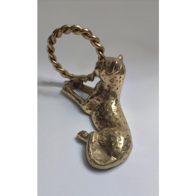 Art Deco Vintage Ornate Brass Reclining Jaguar Dinner Napkin Holders ~ Set of 12 For Sale - Image 3 of 8
