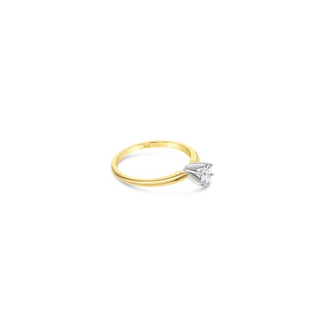 Contemporary Round Solitaire Diamond Engagement Ring, Size 4 For Sale - Image 3 of 5