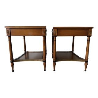 Pair of Vintage John Scalia for Schmieg & Kotzian Galleried Style One-Drawer Nightstands For Sale