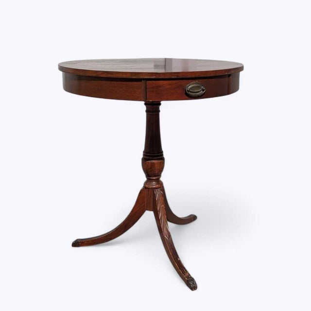 Mid-Century Mersman Round Wood Pedestal Side Table With Drawer For Sale In Los Angeles - Image 6 of 17