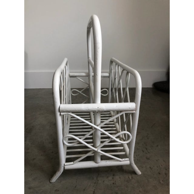 1960s 1960s Coastal Bent Bamboo Magazine Rack in White For Sale - Image 5 of 8
