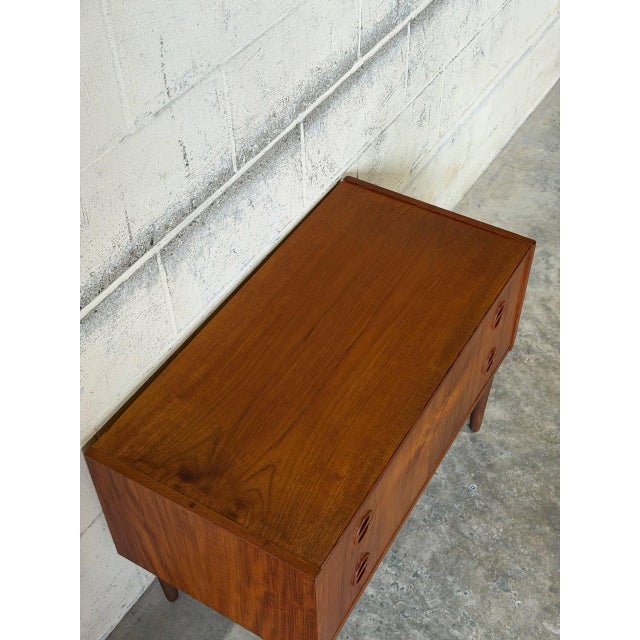 Small Danish Teak Dresser With 2 Drawers Scandinavian Mid-Century Modern Vintage For Sale - Image 9 of 12
