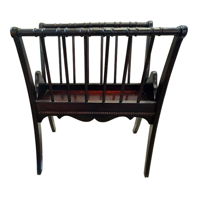 Large Vintage Solid Wood Magazine Rack For Sale
