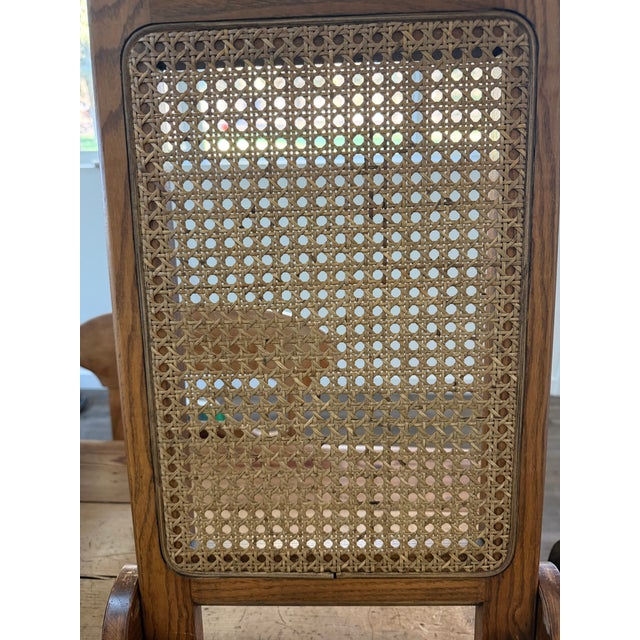 Pair of Antique Oak/Cane Canoe Folding Chairs Circa 1920s For Sale - Image 15 of 16