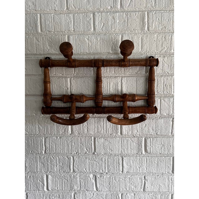Early 20th Century Antique French Oak Wall Hat & Coat Rack | Chairish