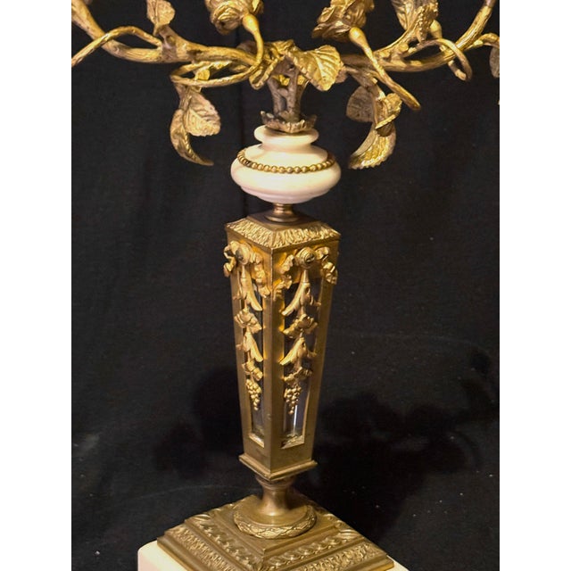 19th C French Louis XVI Bronze Crystal Clock Set 3Pc For Sale - Image 16 of 17