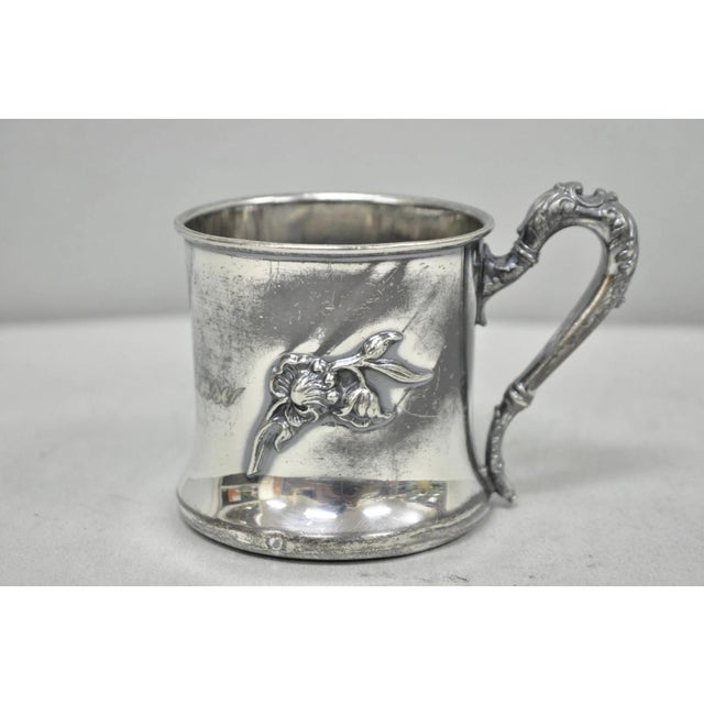 Early 20th Century Antique Forbes Silver Co Art Nouveau Floral Monogramed Silver Plated Shaving Mug For Sale - Image 5 of 15