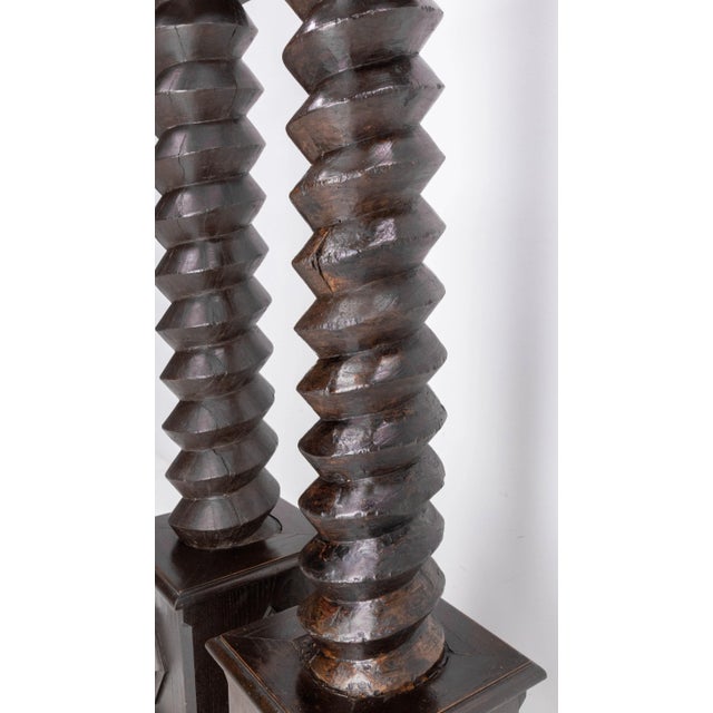 19th Century French Wine Press Screw Pedestals Plant Holders, Set of 2 For Sale - Image 4 of 11