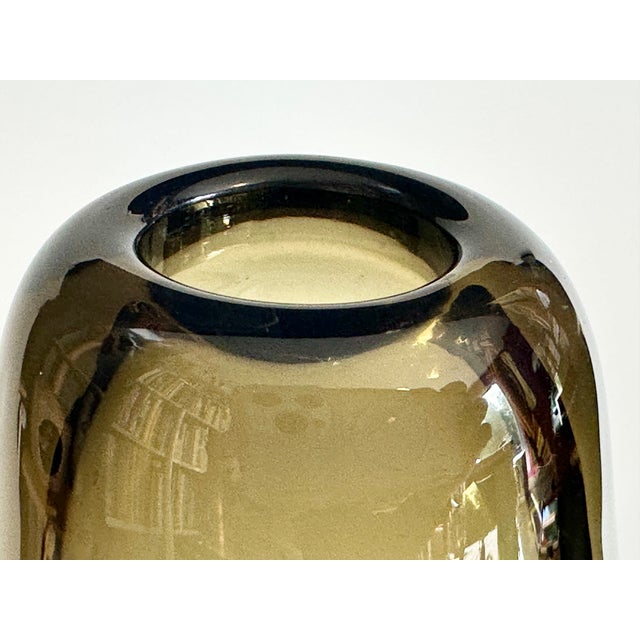 Mid-Century Thick-Walled Smoked Glass Vase, Germany, 1960s For Sale - Image 12 of 13