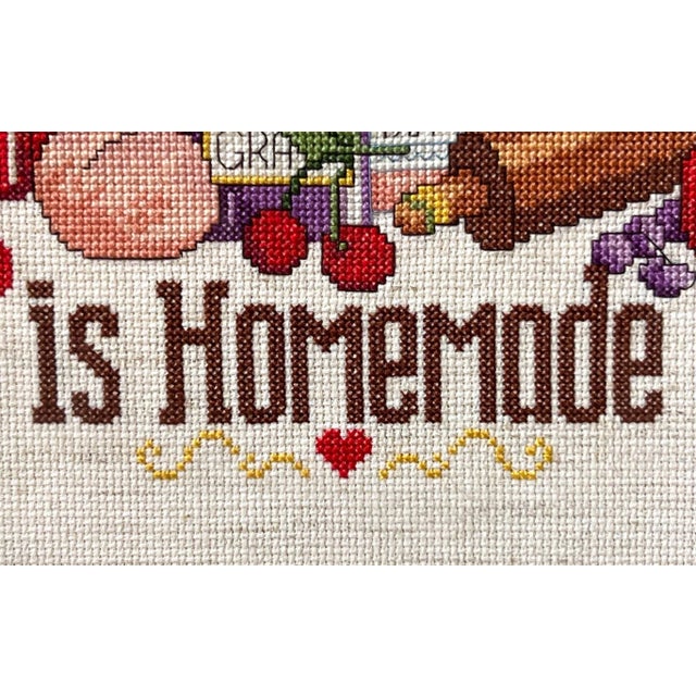 1980s 1980s Framed Cross Stitch “Happiness Is Homemade“ For Sale - Image 5 of 12