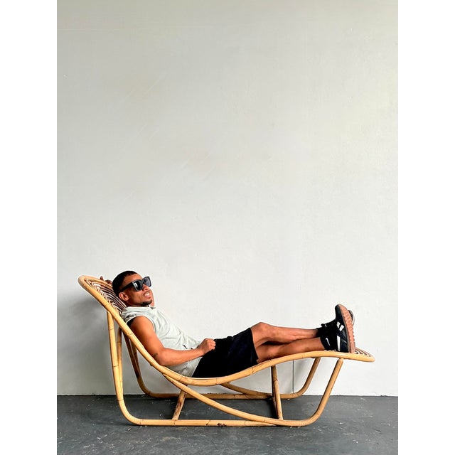 Vintage Bent Rattan Chaise Lounge - A Pair For Sale - Image 4 of 12